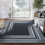 Abani Parker Collection 4' x 6' Cream / Gray Contemporary Geometric Lines Area Rug Abani Parker Collection 4' x 6' Cream / Gray Contemporary Geometric Lines Area Rug