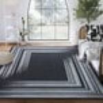 Abani Parker Collection 4' x 6' Cream / Gray Contemporary Geometric Lines Area Rug Abani Parker Collection 4' x 6' Cream / Gray Contemporary Geometric Lines Area Rug