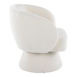 LumiSource Fran Cream Fabric Swivel Accent Arm Chair with Pedestal Base