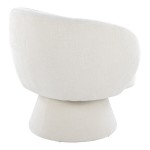 LumiSource Fran Cream Fabric Swivel Accent Arm Chair with Pedestal Base