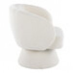 LumiSource Fran Cream Fabric Swivel Accent Arm Chair with Pedestal Base