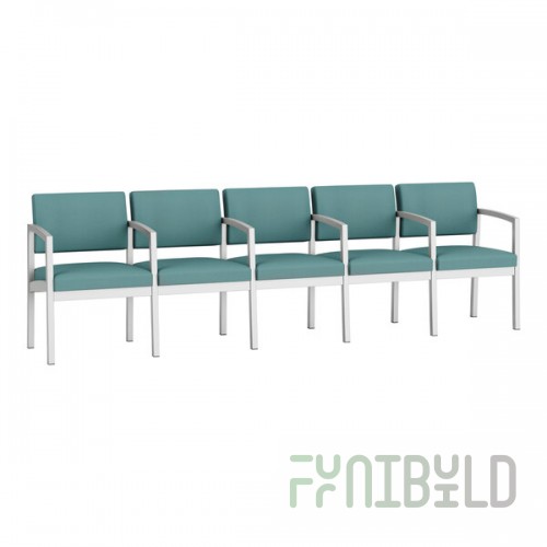 Lesro Lenox Steel Patriot Plus Sea Vinyl 5-Seat Sofa with Center Arms