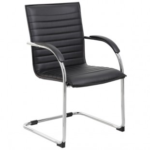 Boss B9536-BK-2 Black Vinyl Ribbed Side Chair with Chrome Frame - 2/Pack Boss B9536-BK-2 Black Vinyl Ribbed Side Chair with Chrome Frame - 2/Pack
