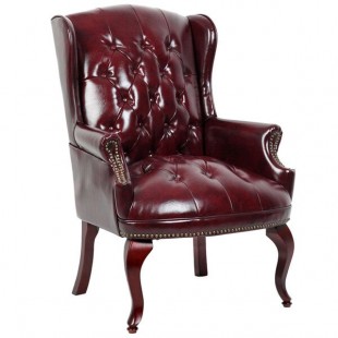 Boss B809-BY Traditional Series Burgundy Wingback Guest Chair Boss B809-BY Traditional Series Burgundy Wingback Guest Chair