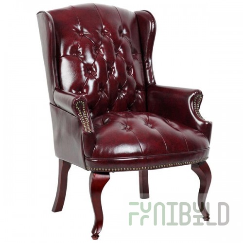 Boss B809-BY Traditional Series Burgundy Wingback Guest Chair