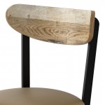 Lancaster Table & Seating Boomerang Black Finish Chair with Taupe Vinyl Seat and Driftwood Back