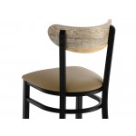 Lancaster Table & Seating Boomerang Black Finish Chair with Taupe Vinyl Seat and Driftwood Back