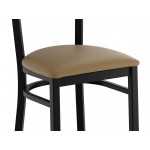 Lancaster Table & Seating Boomerang Black Finish Chair with Taupe Vinyl Seat and Driftwood Back