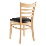 Lancaster Table & Seating Natural Finish Wood Ladder Back Chair with Black Vinyl Seat - Detached Seat Lancaster Table & Seating Natural Finish Wood Ladder Back Chair with Black Vinyl Seat - Detached Seat