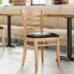 Lancaster Table & Seating Natural Finish Wood Ladder Back Chair with Black Vinyl Seat - Detached Seat Lancaster Table & Seating Natural Finish Wood Ladder Back Chair with Black Vinyl Seat - Detached Seat