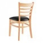 Lancaster Table & Seating Natural Finish Wood Ladder Back Chair with Black Vinyl Seat - Detached Seat Lancaster Table & Seating Natural Finish Wood Ladder Back Chair with Black Vinyl Seat - Detached Seat