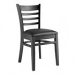 Lancaster Table & Seating Natural Finish Wood Ladder Back Chair with Black Vinyl Seat - Detached Seat Lancaster Table & Seating Natural Finish Wood Ladder Back Chair with Black Vinyl Seat - Detached Seat