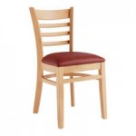 Lancaster Table & Seating Natural Finish Wood Ladder Back Chair with Black Vinyl Seat - Detached Seat Lancaster Table & Seating Natural Finish Wood Ladder Back Chair with Black Vinyl Seat - Detached Seat