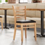 Lancaster Table & Seating Natural Finish Wood Ladder Back Chair with Black Vinyl Seat - Detached Seat Lancaster Table & Seating Natural Finish Wood Ladder Back Chair with Black Vinyl Seat - Detached Seat