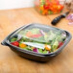 Sabert 52800B300 Bowl2 Clear Dome Lid for 24, 32, and 48 oz. Square Bowls - 300/Case