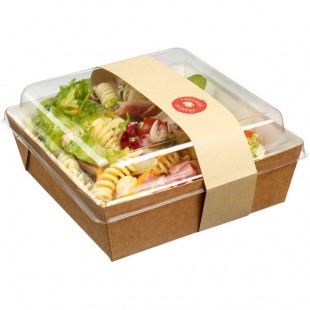 Solia ES32375 Medium 30.3 oz. Kraft Salad Container with Clear Plastic Lid - 250/Case Solia ES32375 Medium 30.3 oz. Kraft Salad Container with Clear Plastic Lid - 250/Case