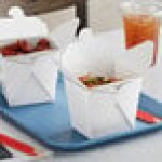 Emperor's Select 32 oz. White Chinese / Asian Paper Take-Out Container with Wire Handle - 50/Pack
