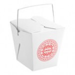 Emperor's Select 32 oz. White Chinese / Asian Paper Take-Out Container with Wire Handle - 50/Pack
