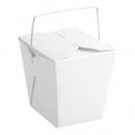 Emperor's Select 32 oz. White Chinese / Asian Paper Take-Out Container with Wire Handle - 50/Pack