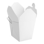 Emperor's Select 32 oz. White Chinese / Asian Paper Take-Out Container with Wire Handle - 50/Pack