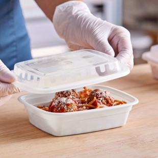 Choice 12 oz. White Rectangular Microwavable Heavy Weight Container with Lid - 150/Case Choice 12 oz. White Rectangular Microwavable Heavy Weight Container with Lid - 150/Case