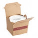 Sabert Soup-N-Serve 64 oz. White Plastic Container and Kraft Corrugated Cardboard Box Set - 30/Case