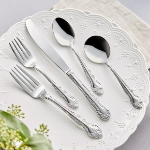 Acopa Capulet 18/0 Stainless Steel Heavy Weight Flatware 5-Piece Set - Sample Acopa Capulet 18/0 Stainless Steel Heavy Weight Flatware 5-Piece Set - Sample