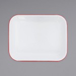 Crow Canyon Home V34RED Vintage 3 Qt. White Enamelware Roasting Pan with Red Rolled Rim