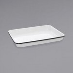 Crow Canyon Home V34RED Vintage 3 Qt. White Enamelware Roasting Pan with Red Rolled Rim