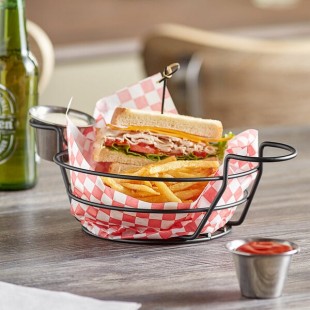 American Metalcraft BSKB80 Black Round Wire Basket with Ramekin Holders - 8 American Metalcraft BSKB80 Black Round Wire Basket with Ramekin Holders - 8