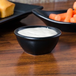 Hall China from Steelite International HL44600AFCA Foundry 2.5 oz. Black China Sauce Dish - 36/Case Hall China from Steelite International HL44600AFCA Foundry 2.5 oz. Black China Sauce Dish - 36/Case
