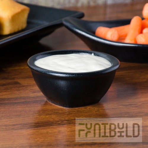 Hall China from Steelite International HL44600AFCA Foundry 2.5 oz. Black China Sauce Dish - 36/Case