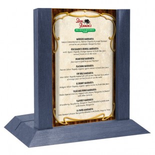 Menu Solutions WDAFR-A Denim Wood Menu Holder / Tent with 4