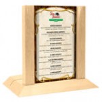 Menu Solutions WDAFR-A Denim Wood Menu Holder / Tent with 4 Menu Solutions WDAFR-A Denim Wood Menu Holder / Tent with 4