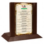Menu Solutions WDAFR-A Denim Wood Menu Holder / Tent with 4 Menu Solutions WDAFR-A Denim Wood Menu Holder / Tent with 4