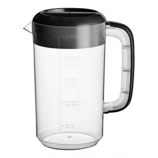 Choice 80 oz. Polypropylene Beverage Pitcher with Black Lid and Handle - 4/Pack