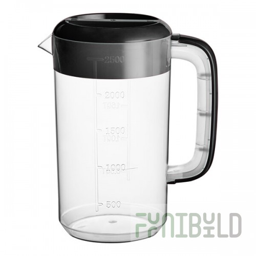 Choice 80 oz. Polypropylene Beverage Pitcher with Black Lid and Handle - 4/Pack