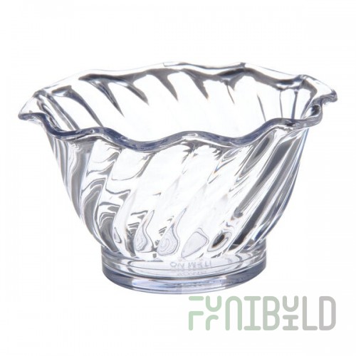 Dinex Turnbury 5 oz. Clear Plastic Tulip Swirl Bowl - 96/Case