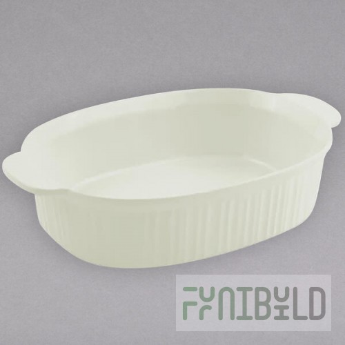 Bon Chef 5055 4 Qt. Ivory Sandstone Finish Cast Aluminum Oval Casserole Dish