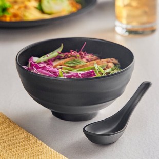 Acopa Izumi 17 oz. Matte Black Melamine Bowl - 12/Pack