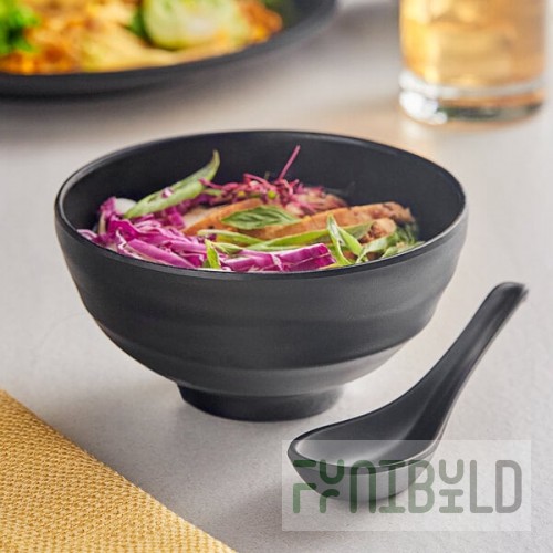 Acopa Izumi 17 oz. Matte Black Melamine Bowl - 12/Pack