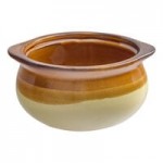 Acopa 12 oz. Brown and Ivory Stoneware Onion Soup Crock / Bowl - 24/Case