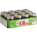 Ball 60000ZFP 8 oz. Half-Pint Regular Mouth Glass Canning Jar with Silver Metal Lid and Band - 12/Case