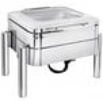 Eastern Tabletop 3974GS Jazz Swing 6 Qt. Stainless Steel Square Chafer with Pillar'd Stand and Hinged Glass Dome Cover Eastern Tabletop 3974GS Jazz Swing 6 Qt. Stainless Steel Square Chafer with Pillar'd Stand and Hinged Glass Dome Cover