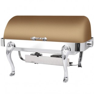 Eastern Tabletop 3114QARZ Queen Anne 8 Qt. Rectangular Bronze Coated Stainless Steel Roll Top Chafer Eastern Tabletop 3114QARZ Queen Anne 8 Qt. Rectangular Bronze Coated Stainless Steel Roll Top Chafer