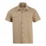 Mercer Culinary Metro Edge Unisex Khaki Short Sleeve Brewer / Work Shirt - 2XL