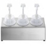 Steril-Sil 30 oz. 3-Compartment Stainless Steel Condiment Dispenser Kit with White Cylinders and Dome Top Pump Lids Steril-Sil 30 oz. 3-Compartment Stainless Steel Condiment Dispenser Kit with White Cylinders and Dome Top Pump Lids