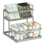 Cal-Mil 2-Tier Silver Condiment Display with 4 Glass Jars Cal-Mil 2-Tier Silver Condiment Display with 4 Glass Jars
