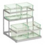 Cal-Mil 2-Tier Silver Condiment Display with 4 Glass Jars Cal-Mil 2-Tier Silver Condiment Display with 4 Glass Jars