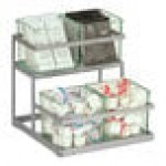 Cal-Mil 2-Tier Silver Condiment Display with 4 Glass Jars Cal-Mil 2-Tier Silver Condiment Display with 4 Glass Jars